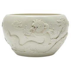Blanc De Chine Porcelain Bowl With Dragon Motif