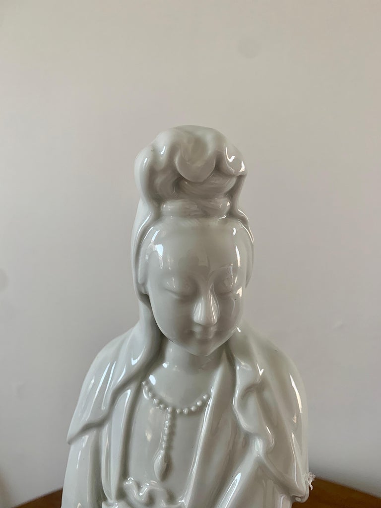 Chinoiserie Blanc De Chine Porcelain Chinese Goddess Statue