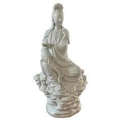 Vintage Blanc De Chine Porcelain Chinese Goddess Statue