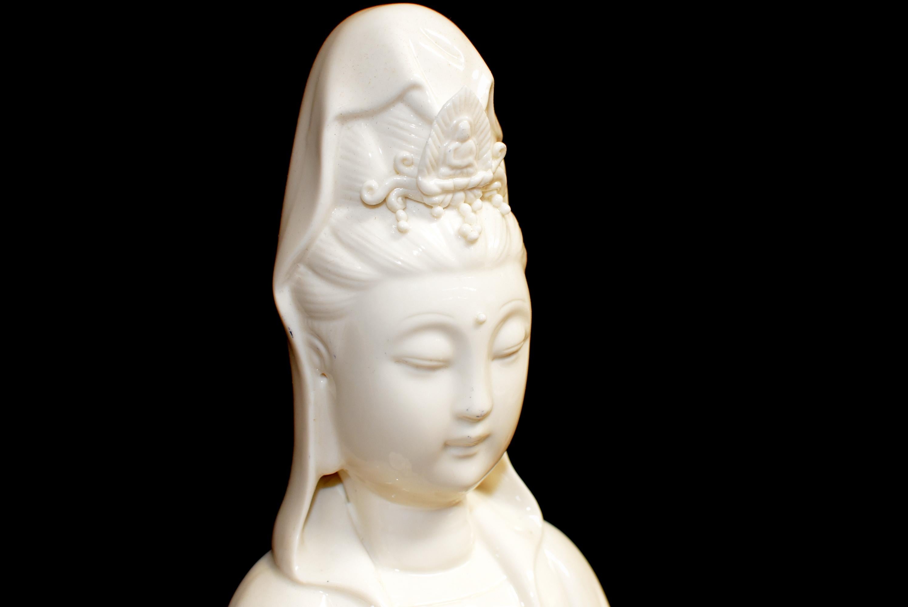 Contemporary Blanc De Chine Porcelain Guan Yin Water Fountain