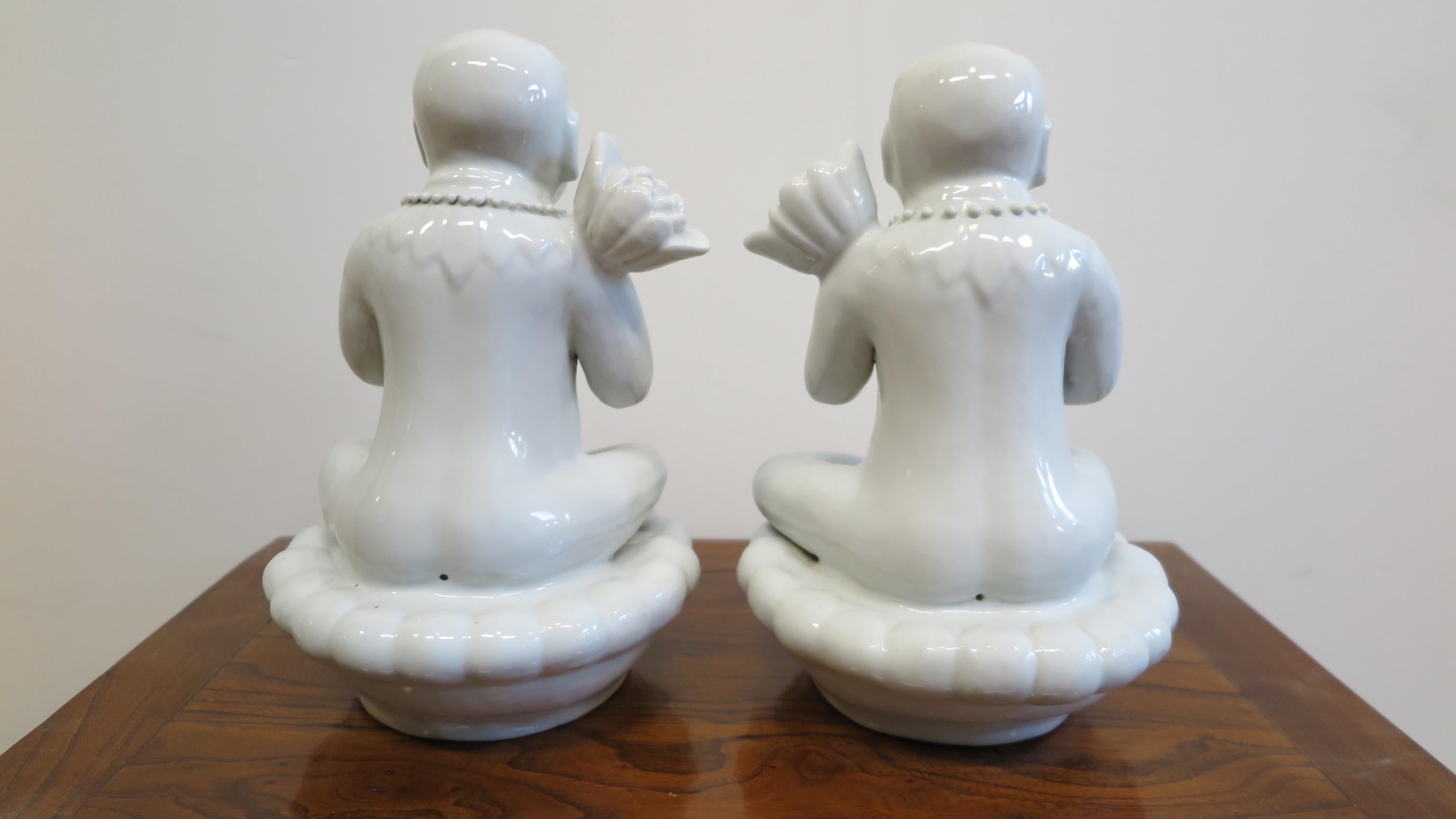 Late 19th Century Blanc De Chine Porcelain Pair of Chinese Figures For Sale