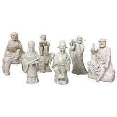 Statuette di porcellana "Blanc de Chine" Saggi Taoisti, circa 1900
