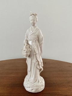 Blanc De Chine Porcelain Woman with Flowers