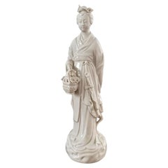 Blanc De Chine Porcelain Woman with Flowers