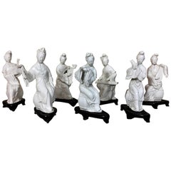 "Blanc de Chine" Porcelaine Statuettes Traditional Instruments Players