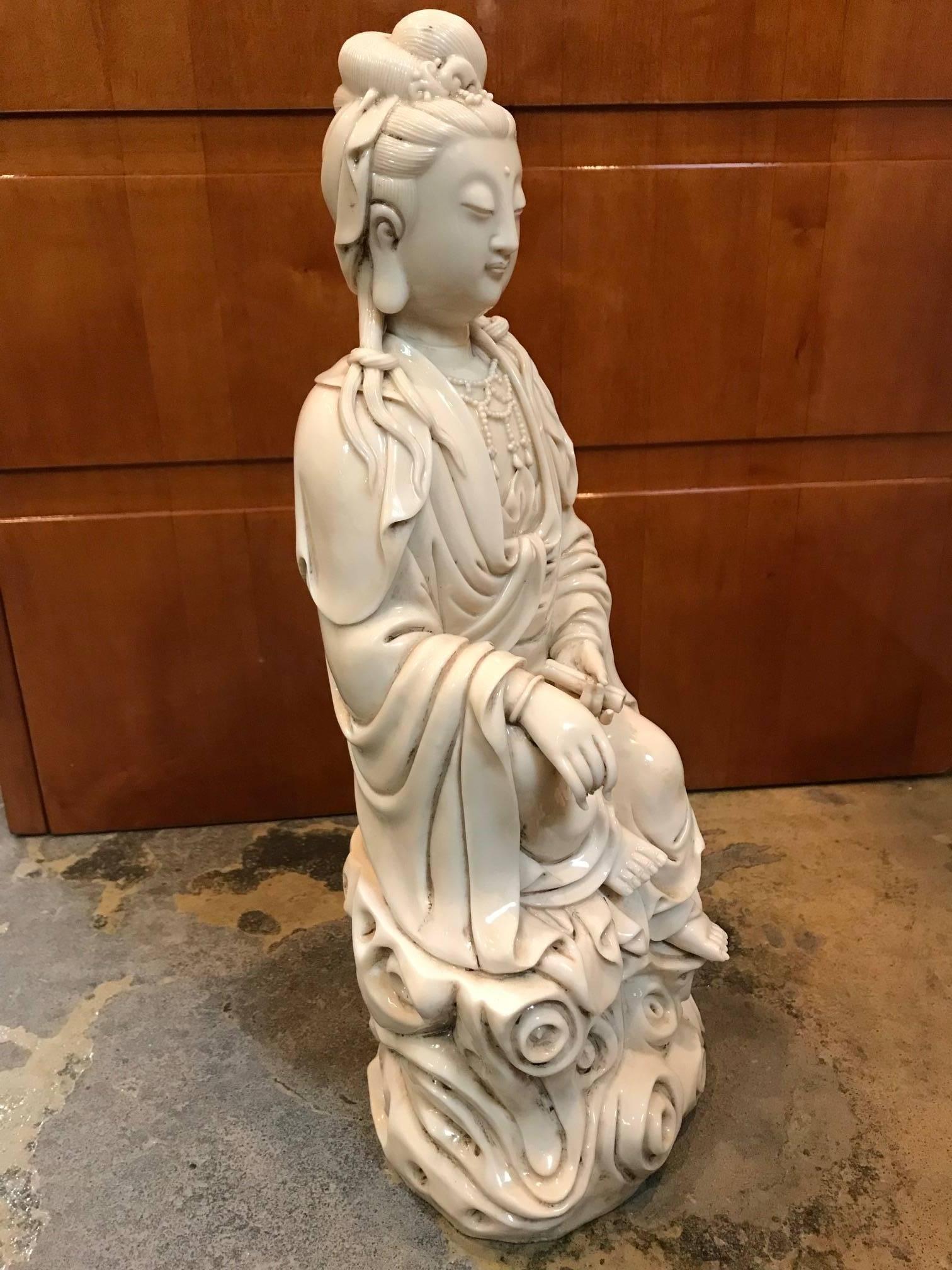Qing Fine Dehua, Blanc de Chine, Quan Yin Porcelain Figure For Sale
