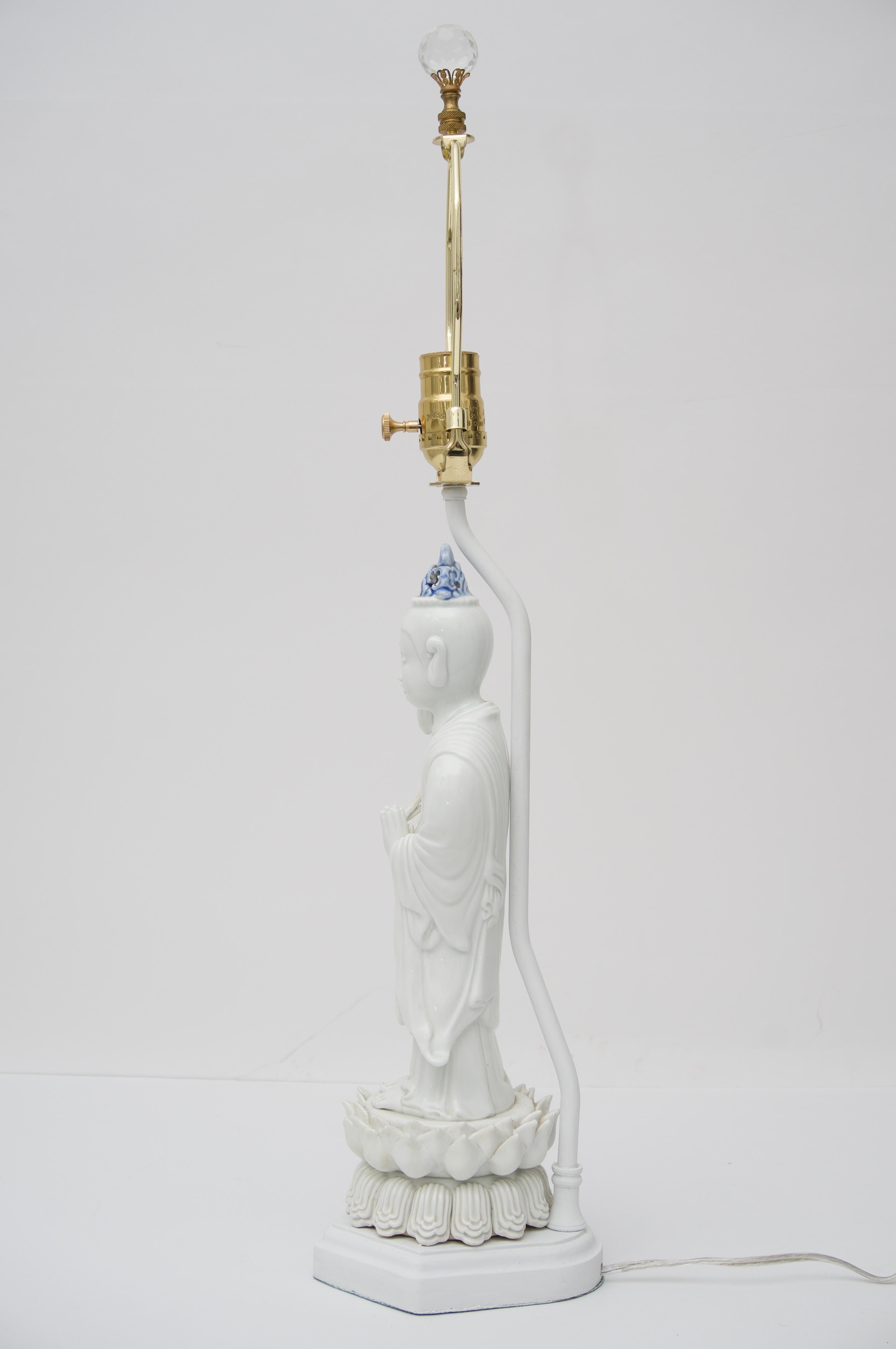 20th Century Blanc de Chine Quan Yin Table Lamp For Sale
