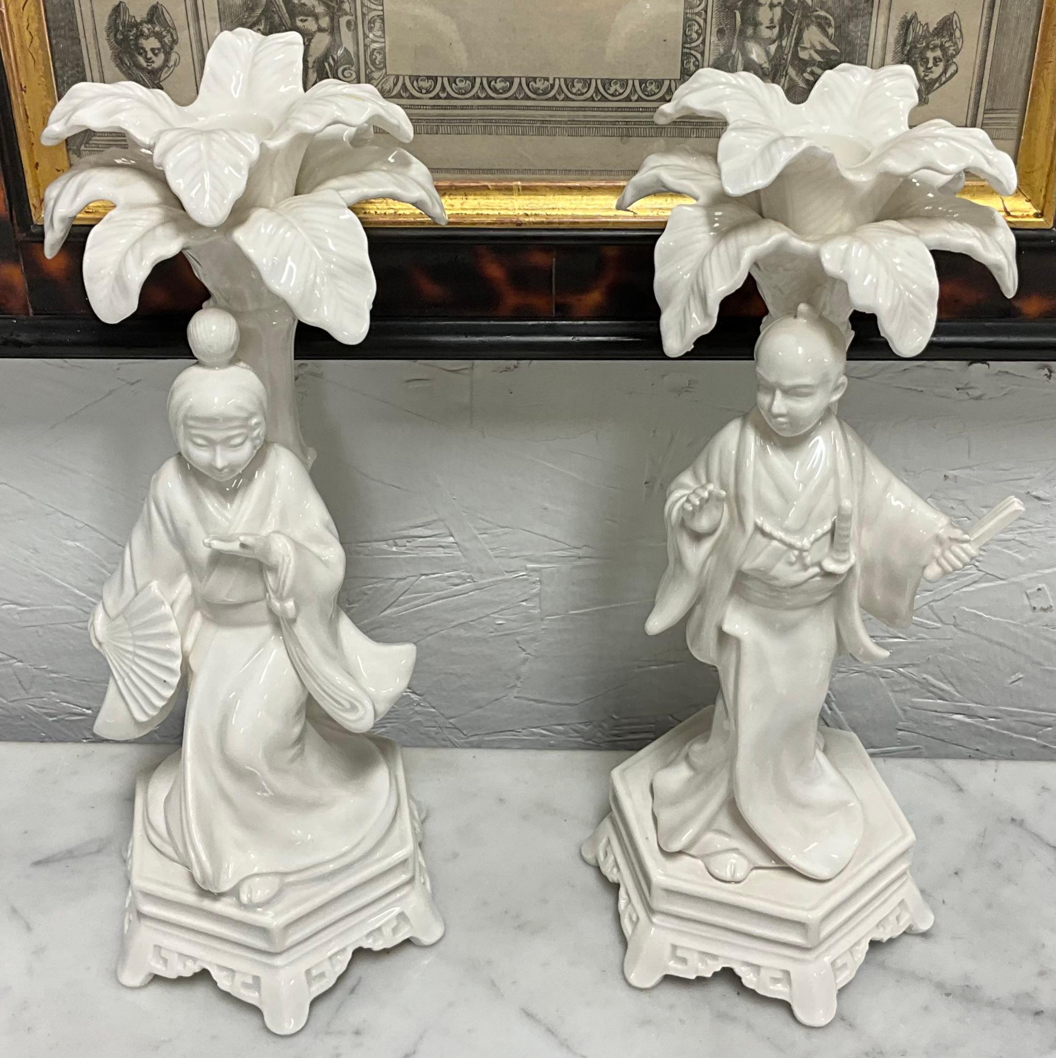 Blanc De Chine Regency Style Chinoiserie Candlesticks by Fitz & Floyd - S/2 3