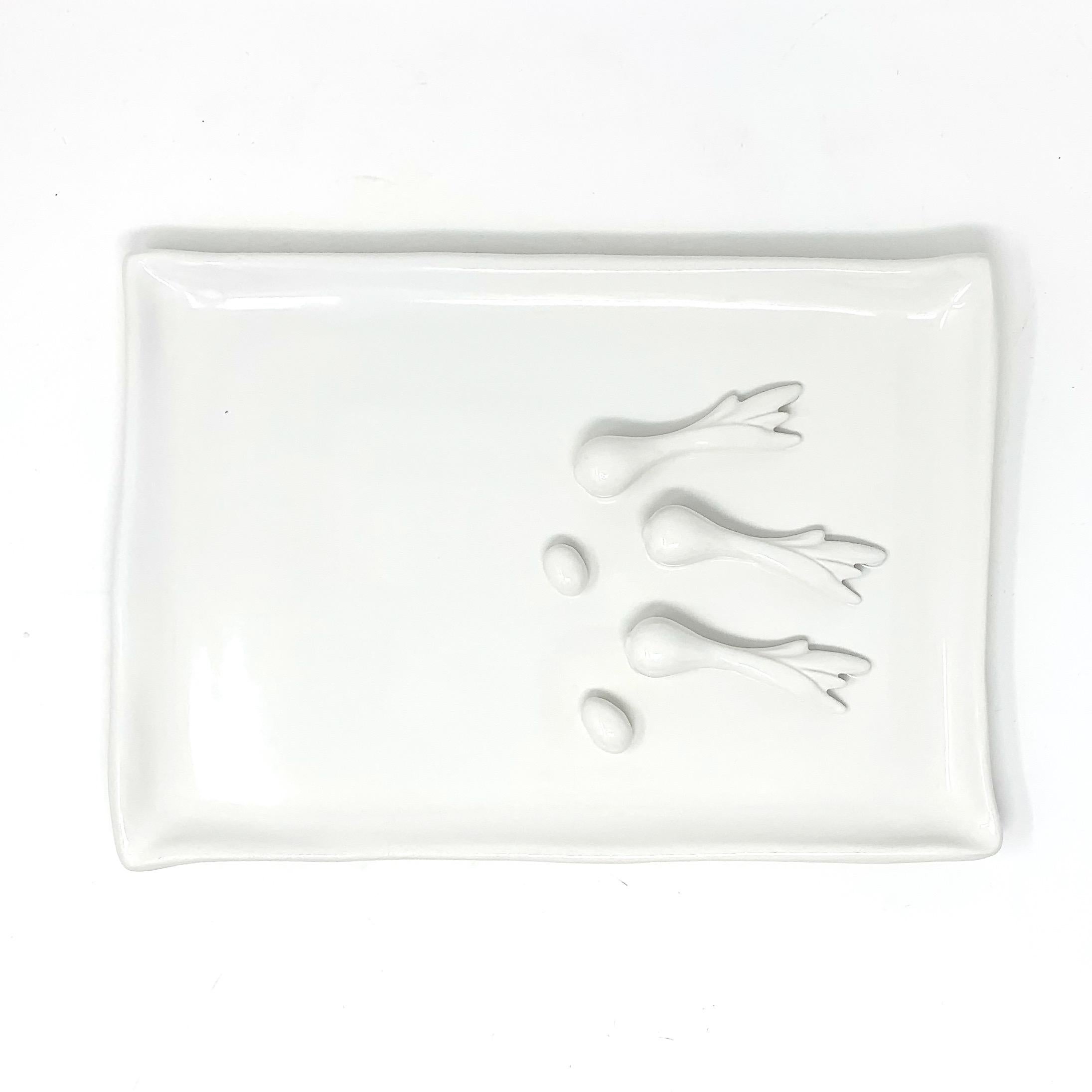 Plato de cebolletas Blanc de Chine Hecho a mano en venta