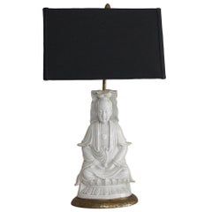Blanc De Chine Seated Buddha Lamp, 19th Century