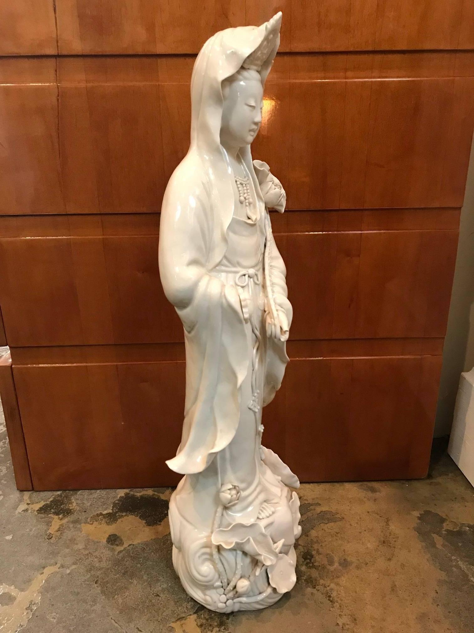 Qing Fine Dehua, Blanc de Chine, Quan Yin Porcelain Figure