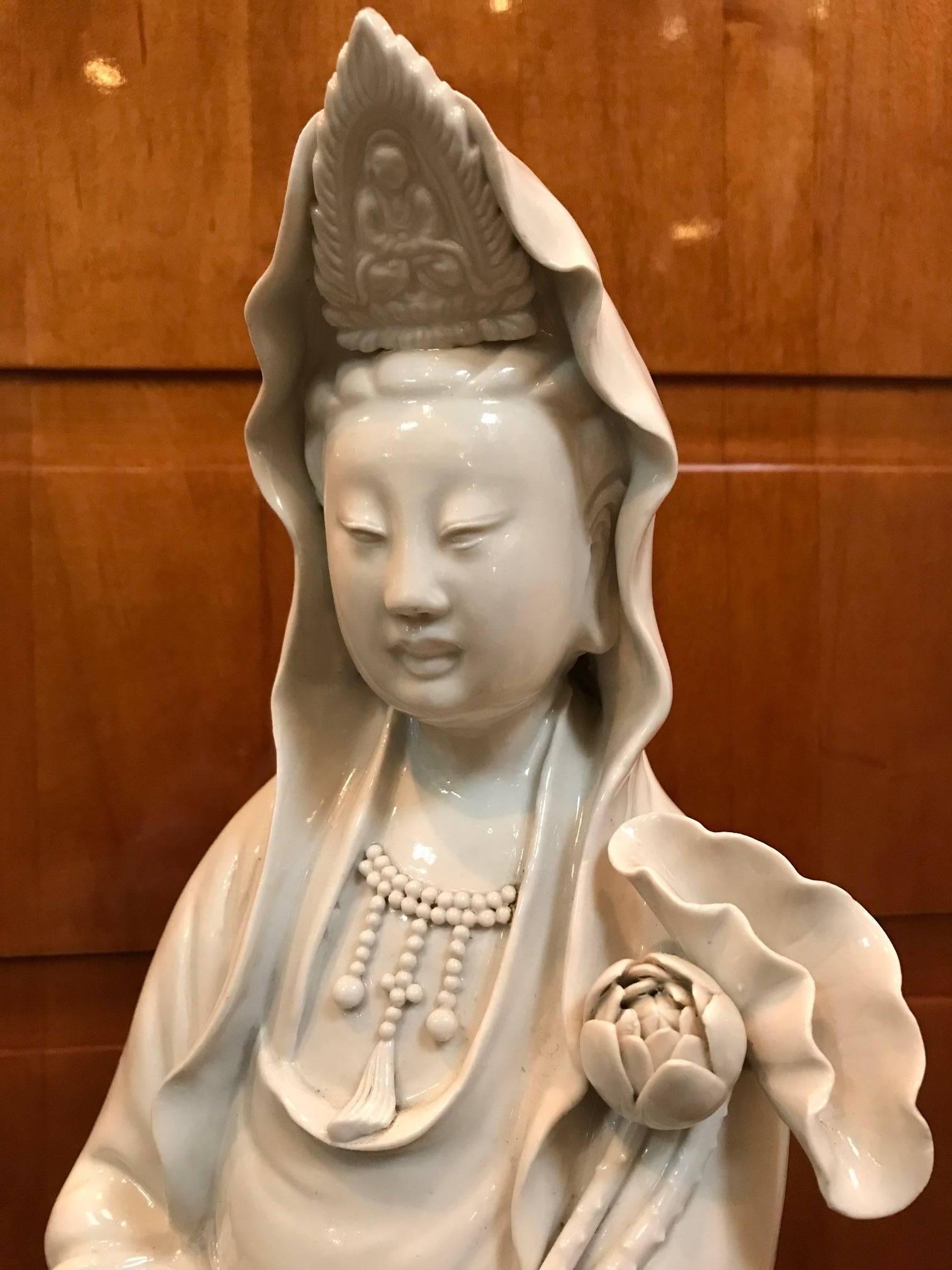 18th Century Fine Dehua, Blanc de Chine, Quan Yin Porcelain Figure