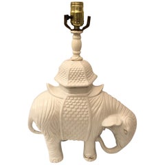 Blanc de Chine White Ceramic Elephant Table Lamp