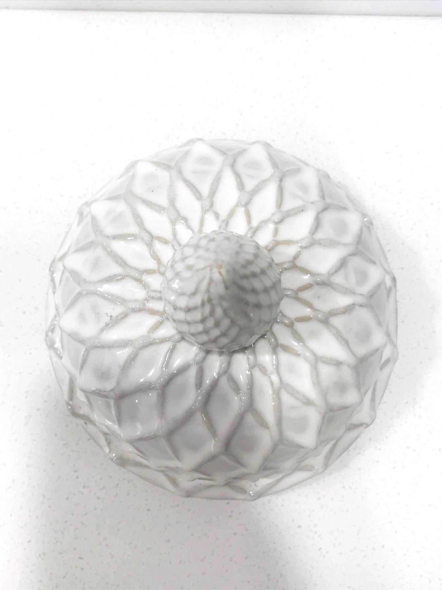 Ceramic Blanc de Chine White Ginger Jar with Chippendale Lattice Design, Italy, 1990s