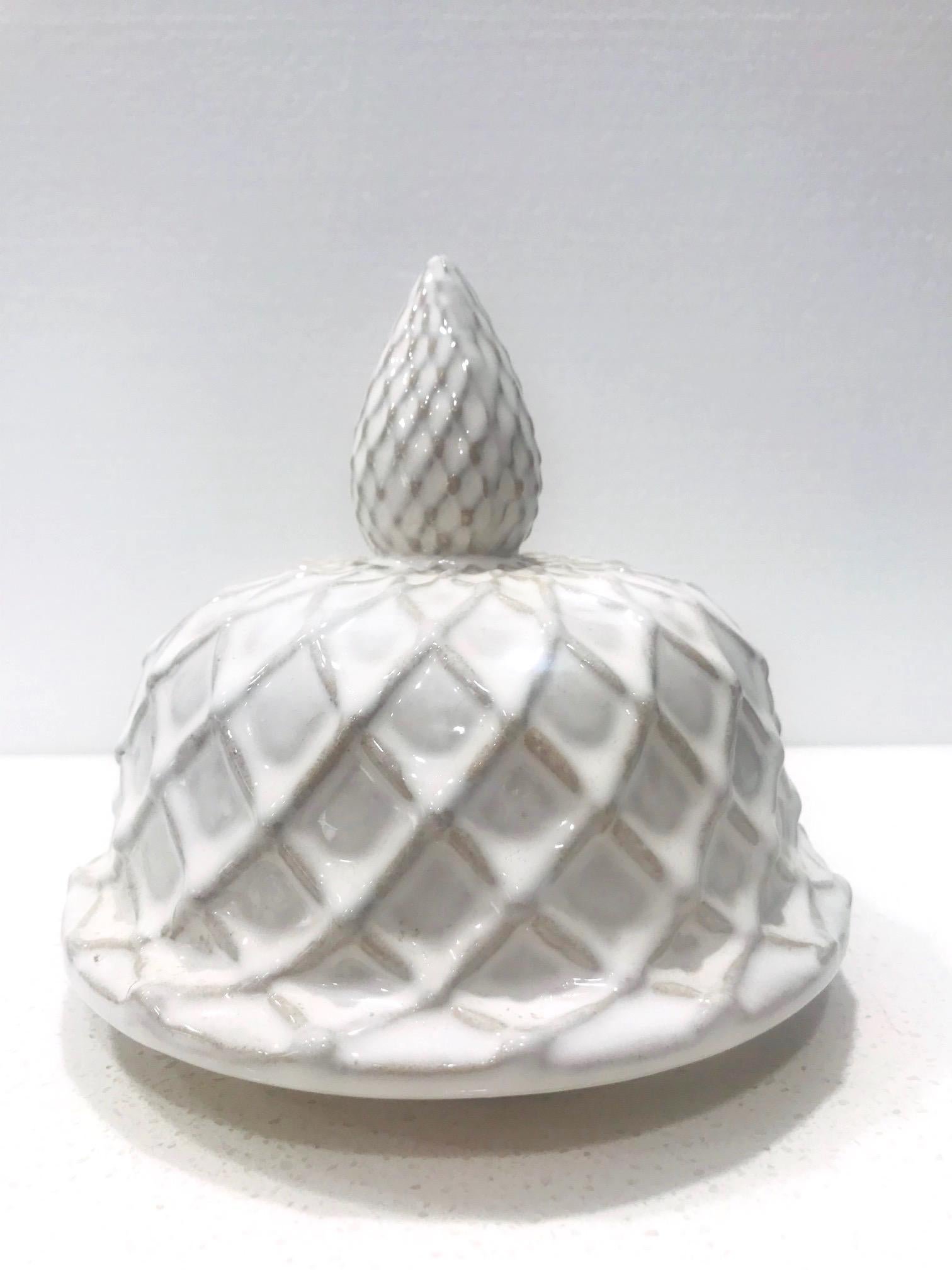 Blanc de Chine White Ginger Jar with Chippendale Lattice Design, Italy, 1990s 1