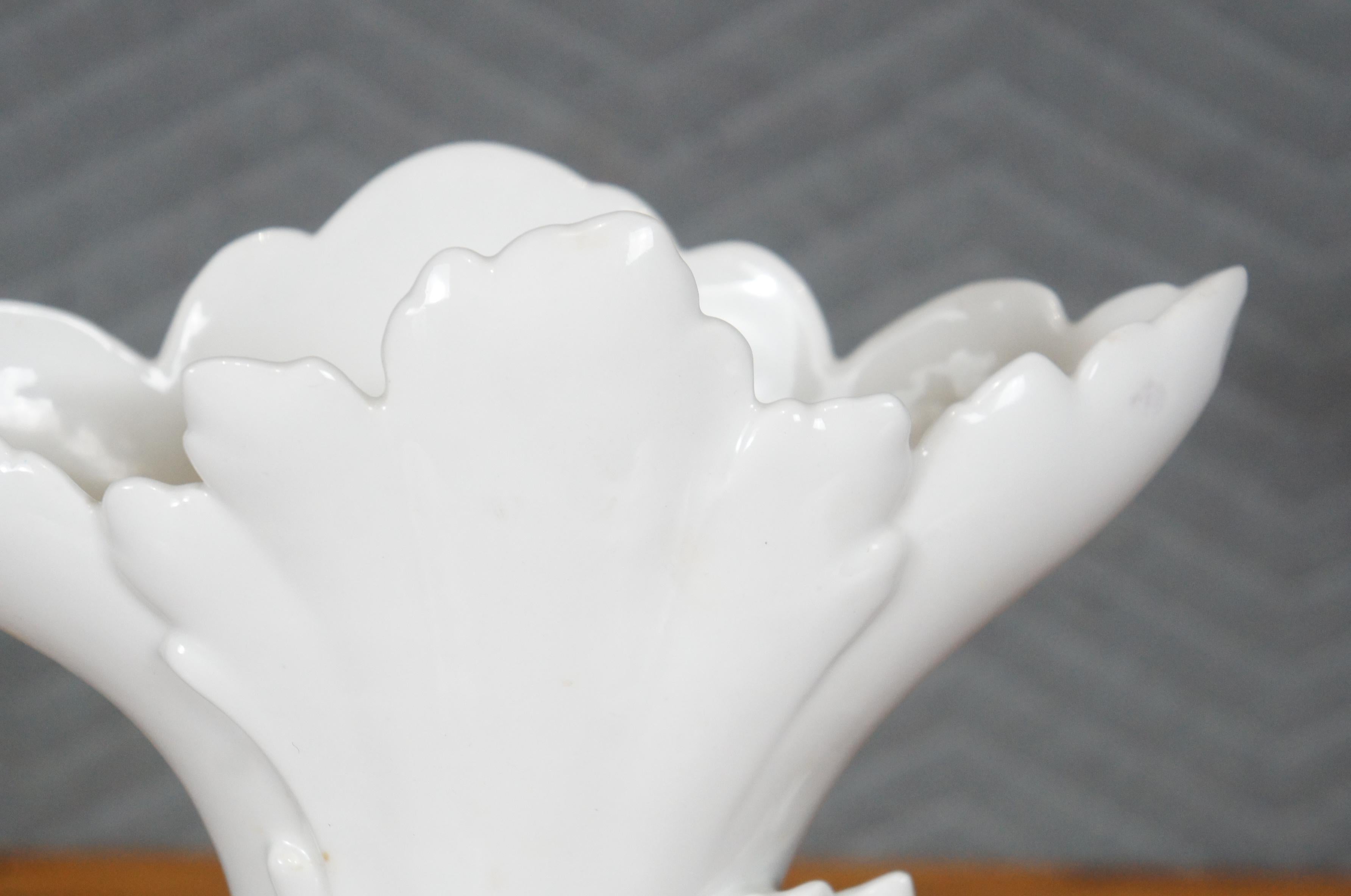 Blanc De Chine White Porcelain Deer Elk Hunt Mantle Spill Vase 13