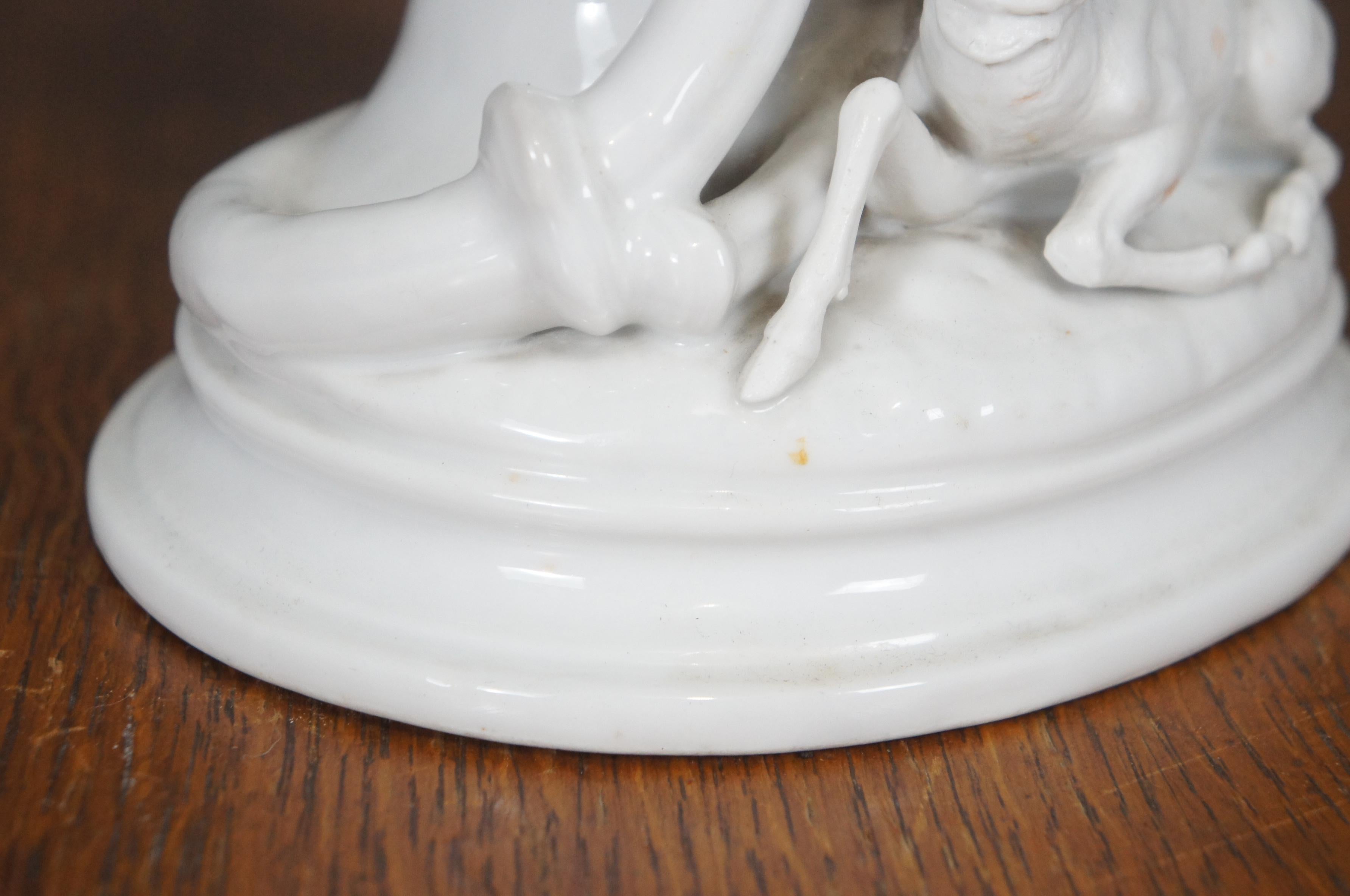 Blanc De Chine White Porcelain Deer Elk Hunt Mantle Spill Vase 13