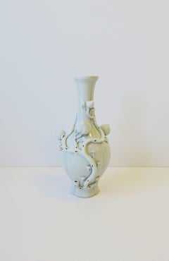 Porcelain Vase Fruit, Leaves and Vines White Blanc de Chine