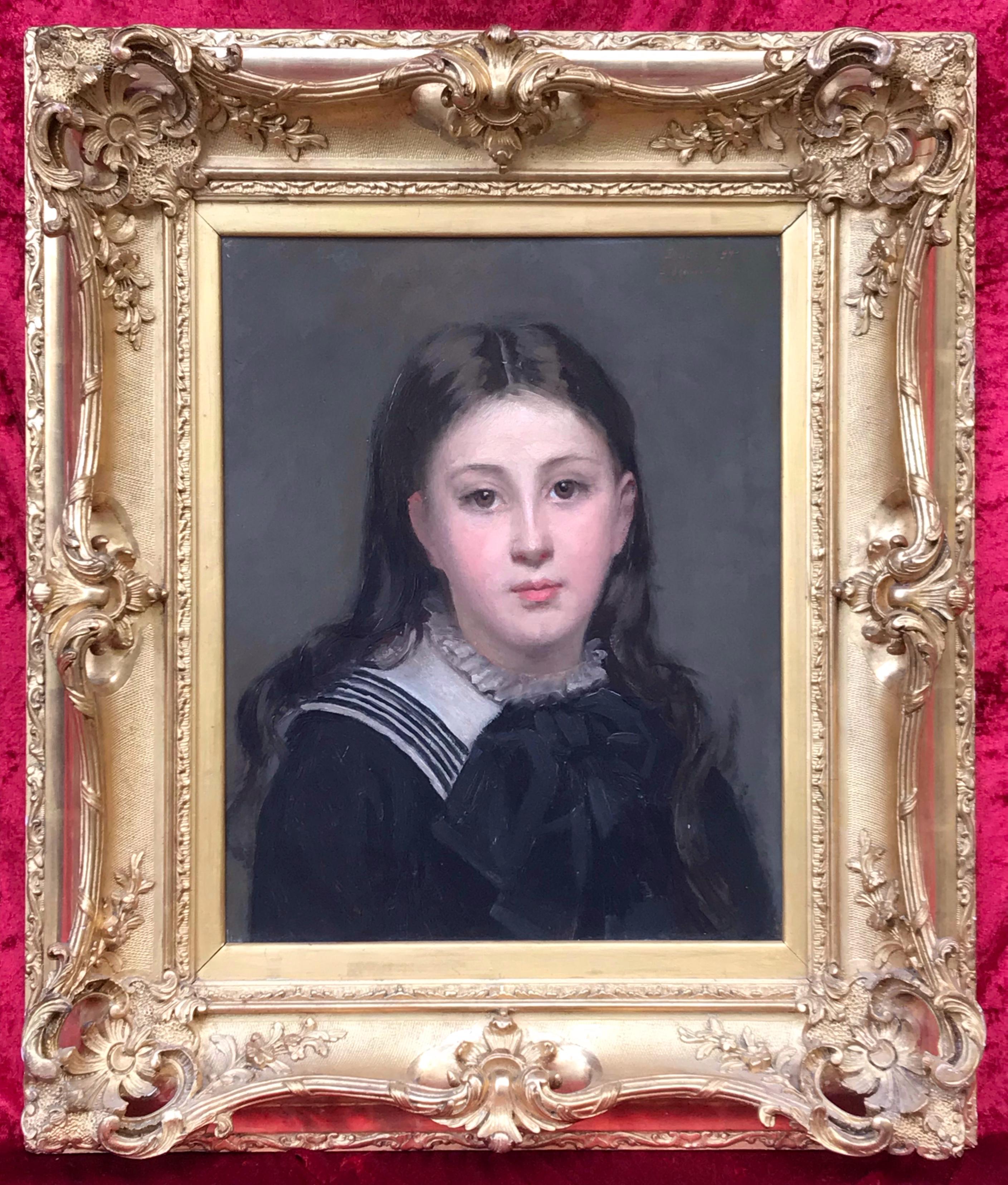 BLANC-GARIN Ernest Portrait Painting – Gemälde des 19. Jahrhunderts – Porträt einer jungen Dame