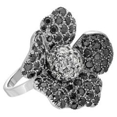 Blanc Noir Diamond Floral Cocktail Ring