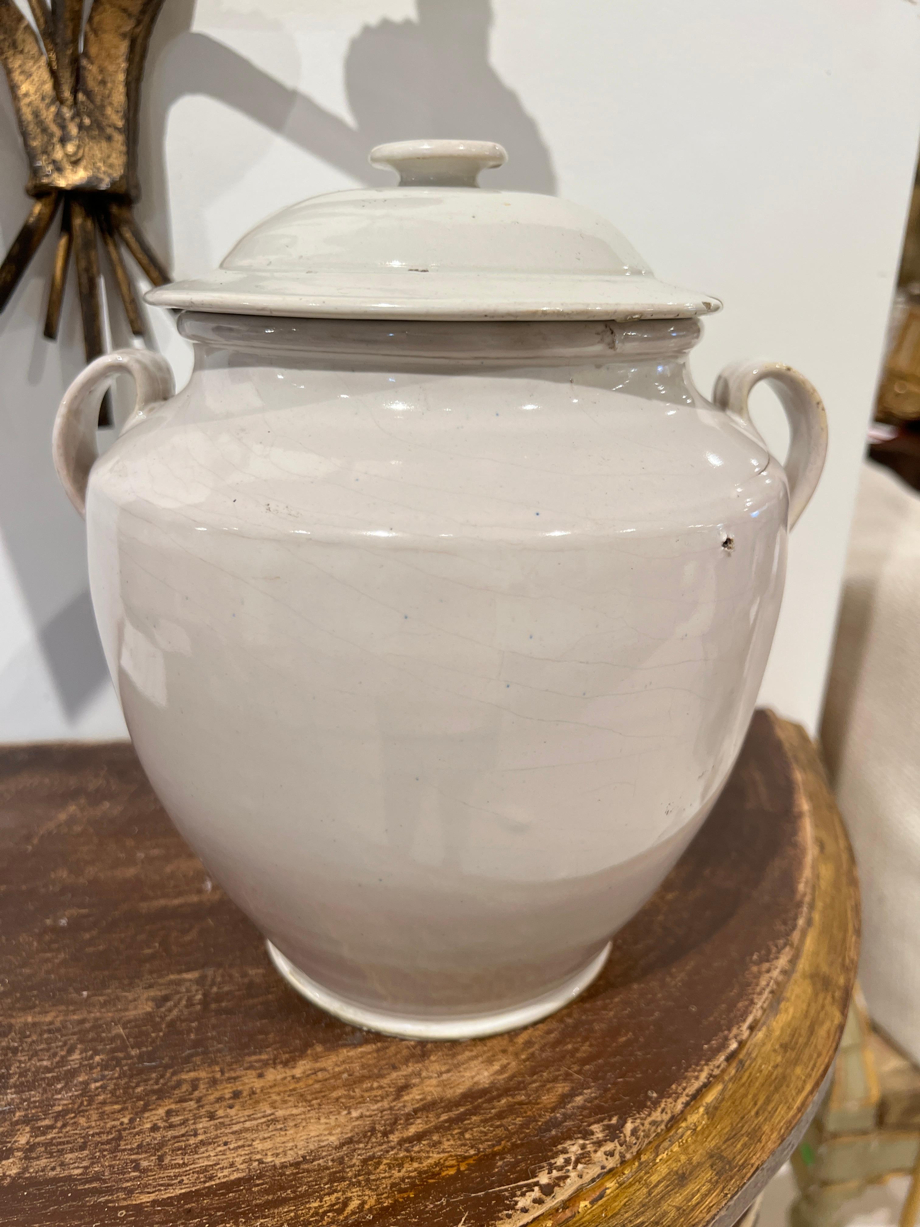 Blanc Pot with Lid (Two Available) In Fair Condition For Sale In New Orleans, LA