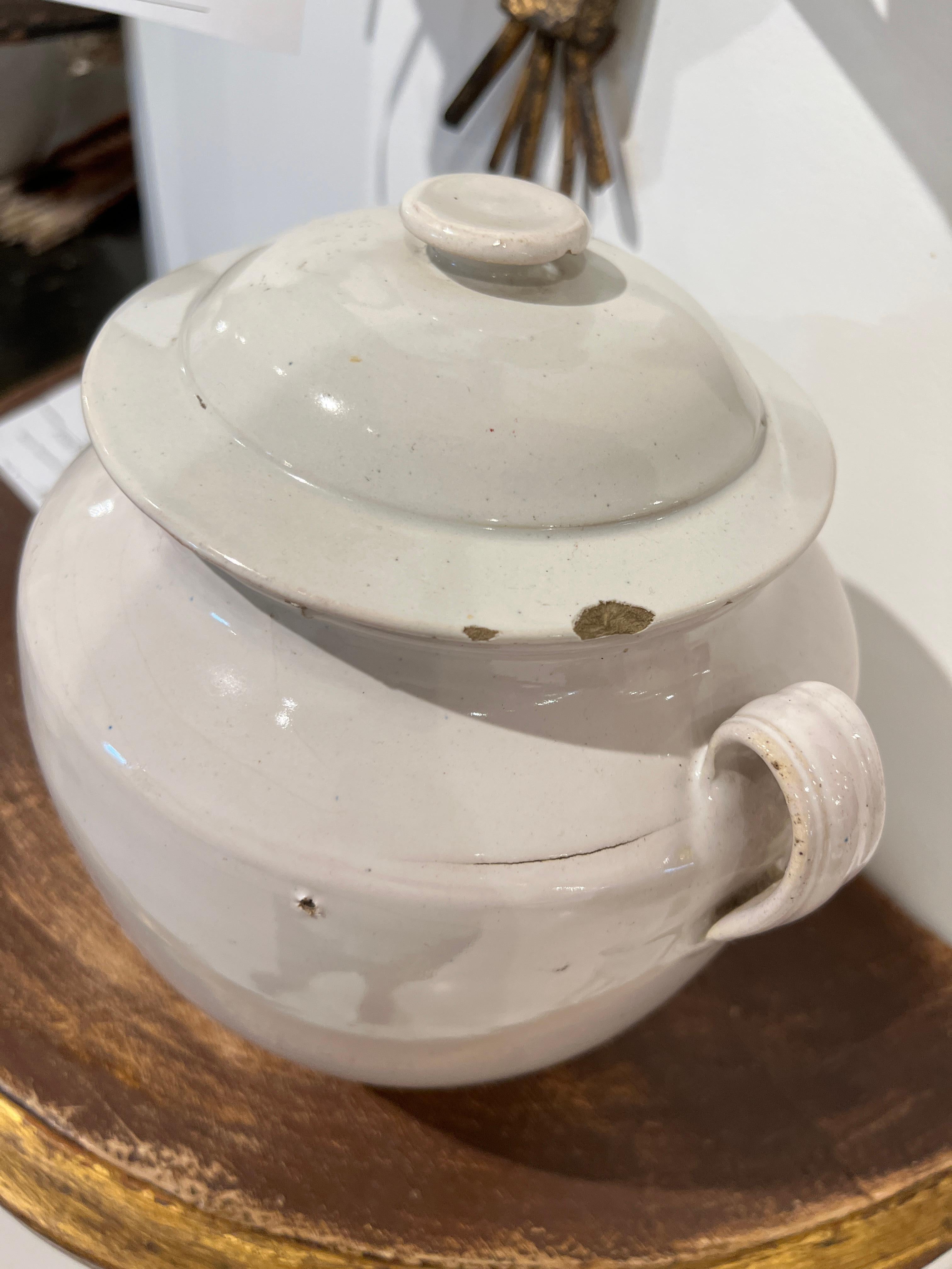 Contemporary Blanc Pot with Lid (Two Available) For Sale