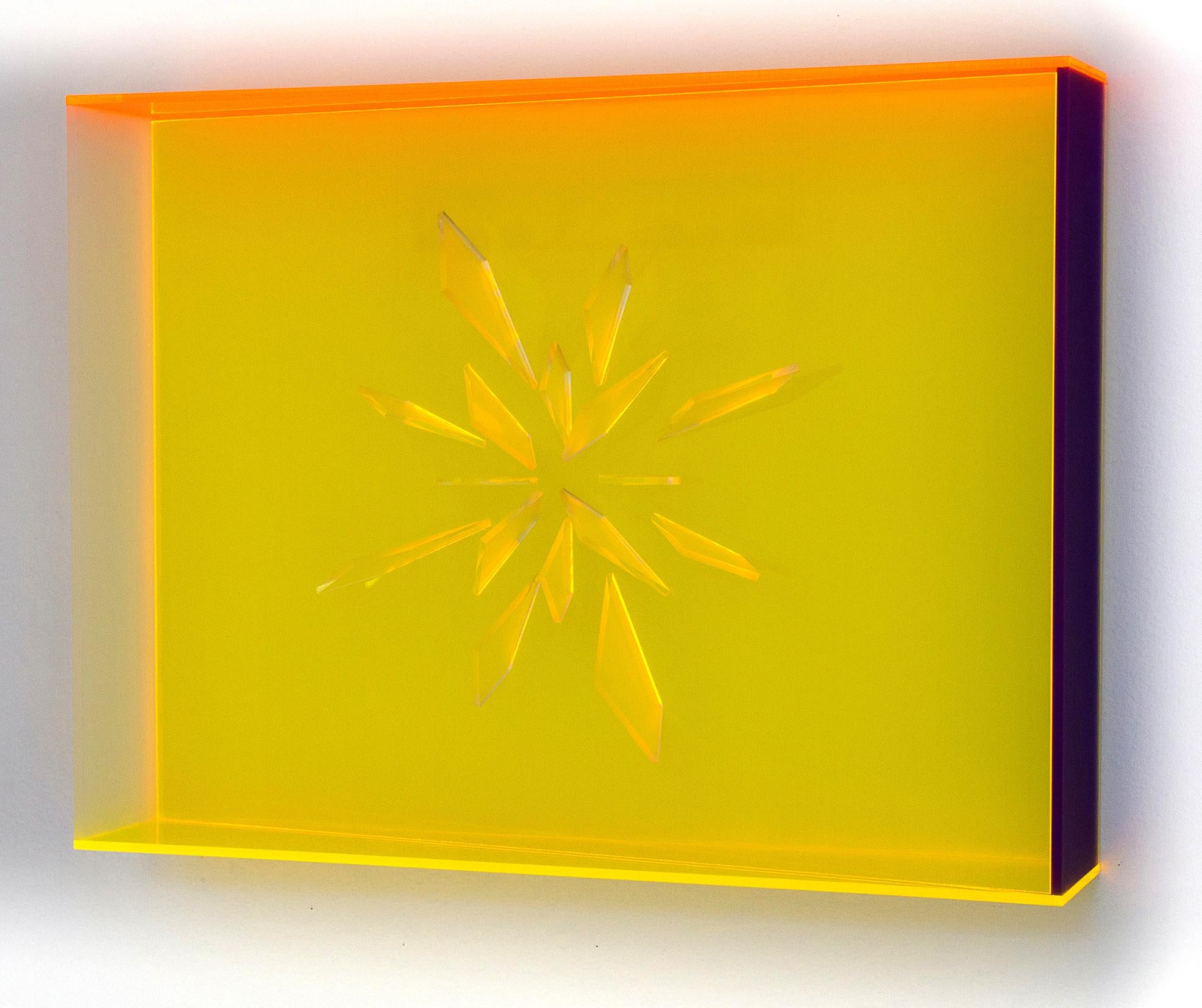 Bright acrylic glass wall sculpture -- yellow 