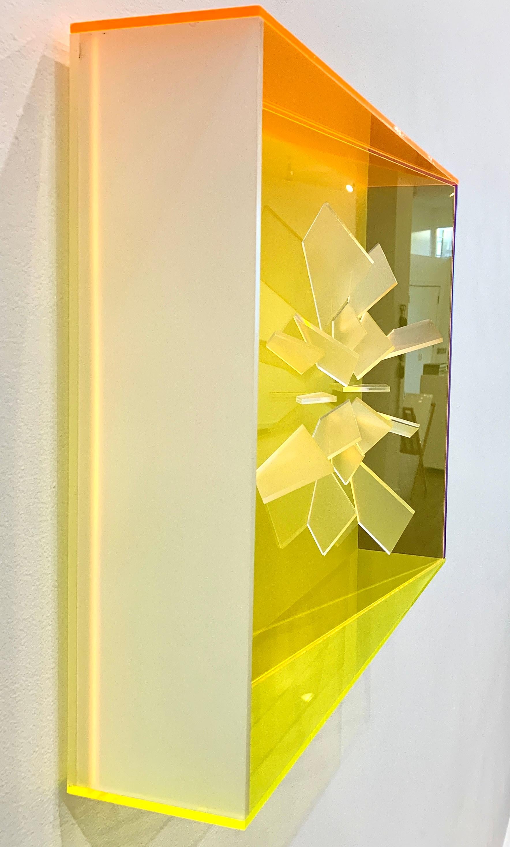 Bright acrylic glass wall sculpture -- yellow 