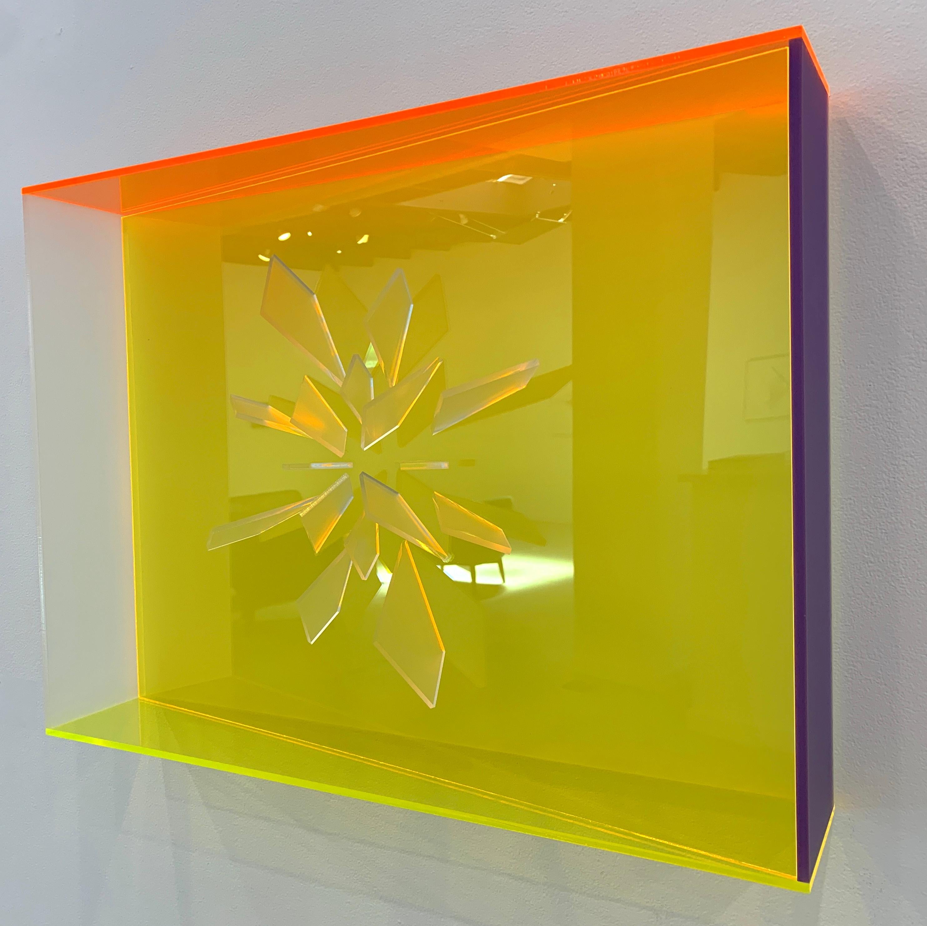 Bright acrylic glass wall sculpture -- yellow 