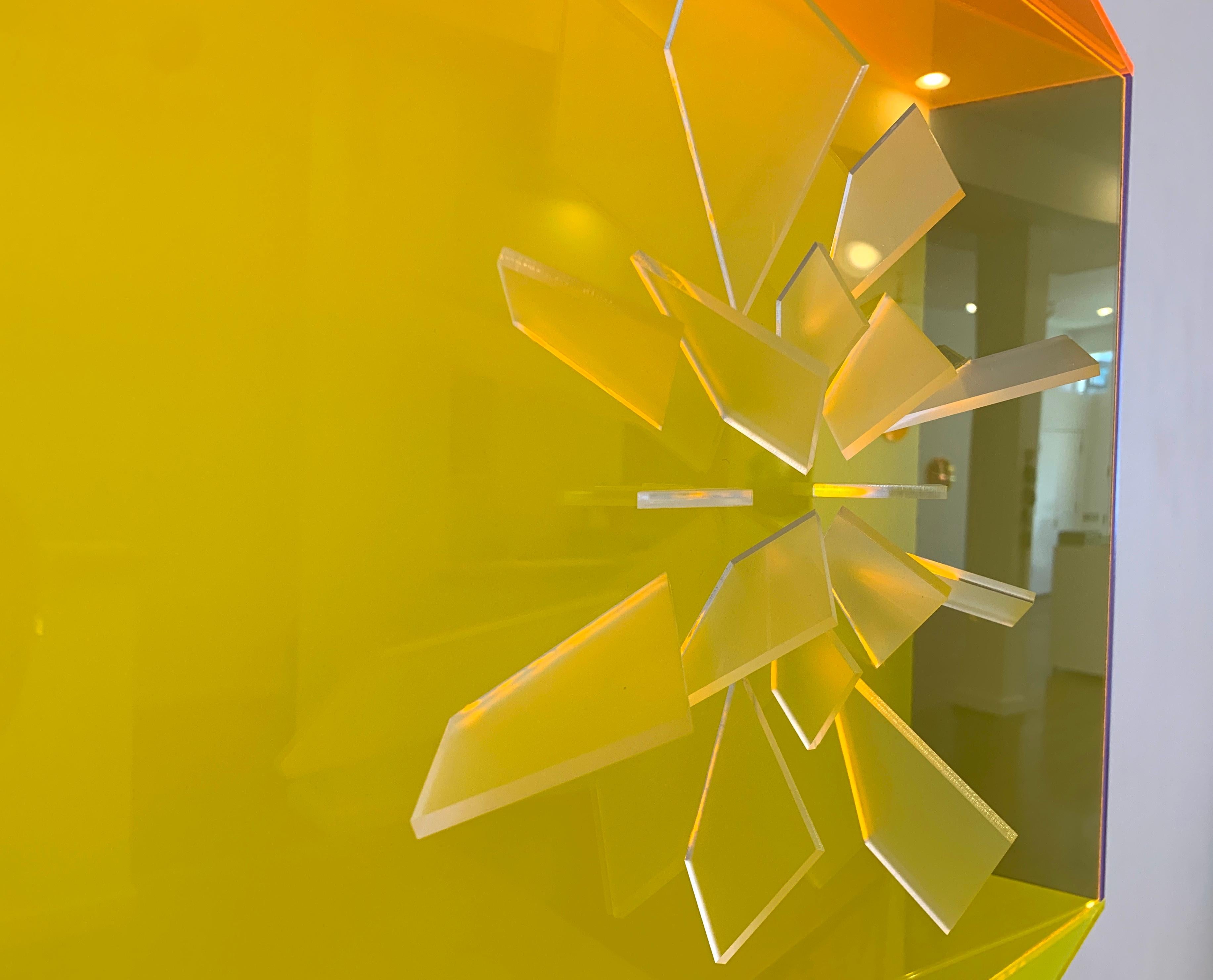 Bright acrylic glass wall sculpture -- yellow 