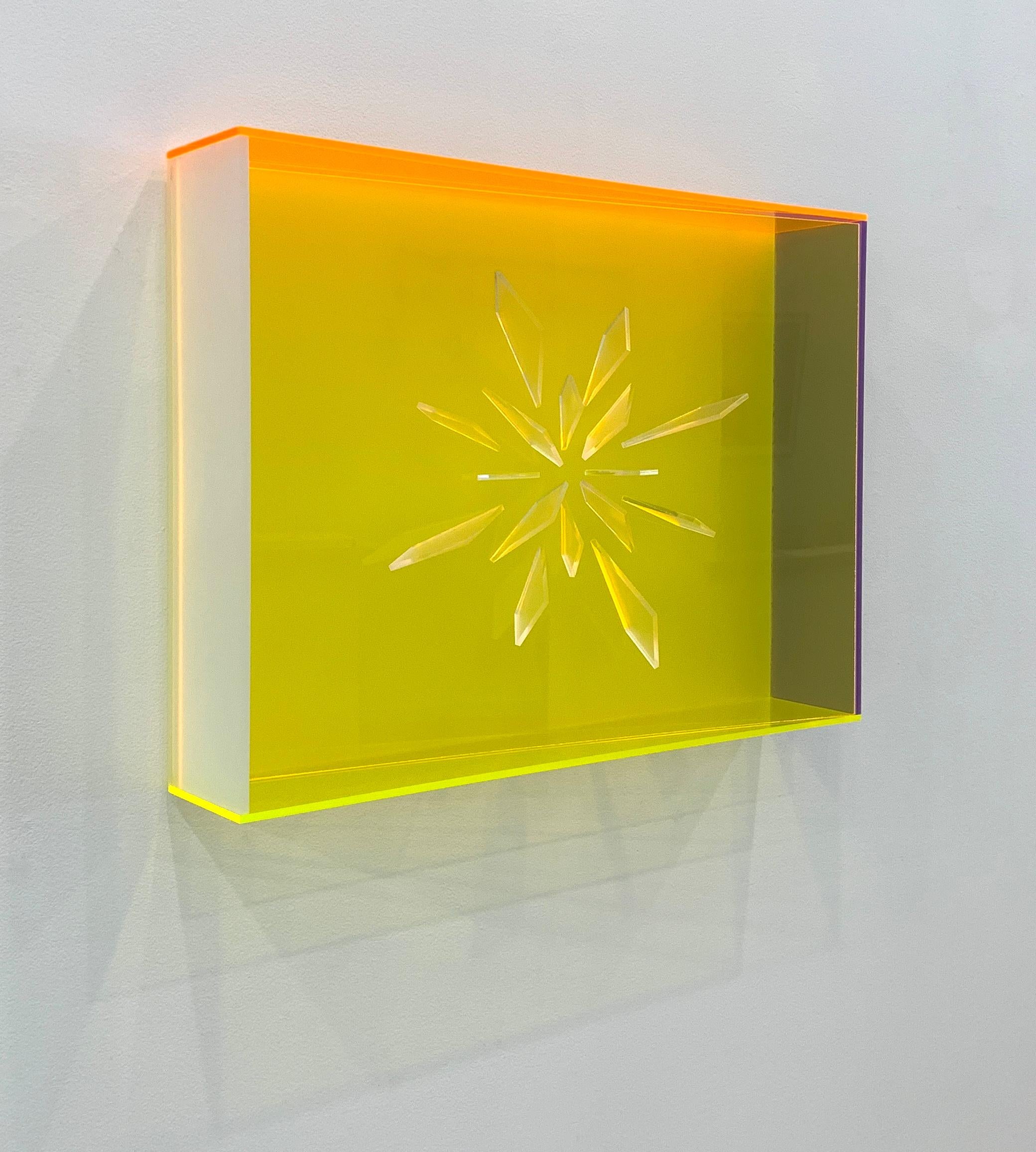Bright acrylic glass wall sculpture -- yellow 