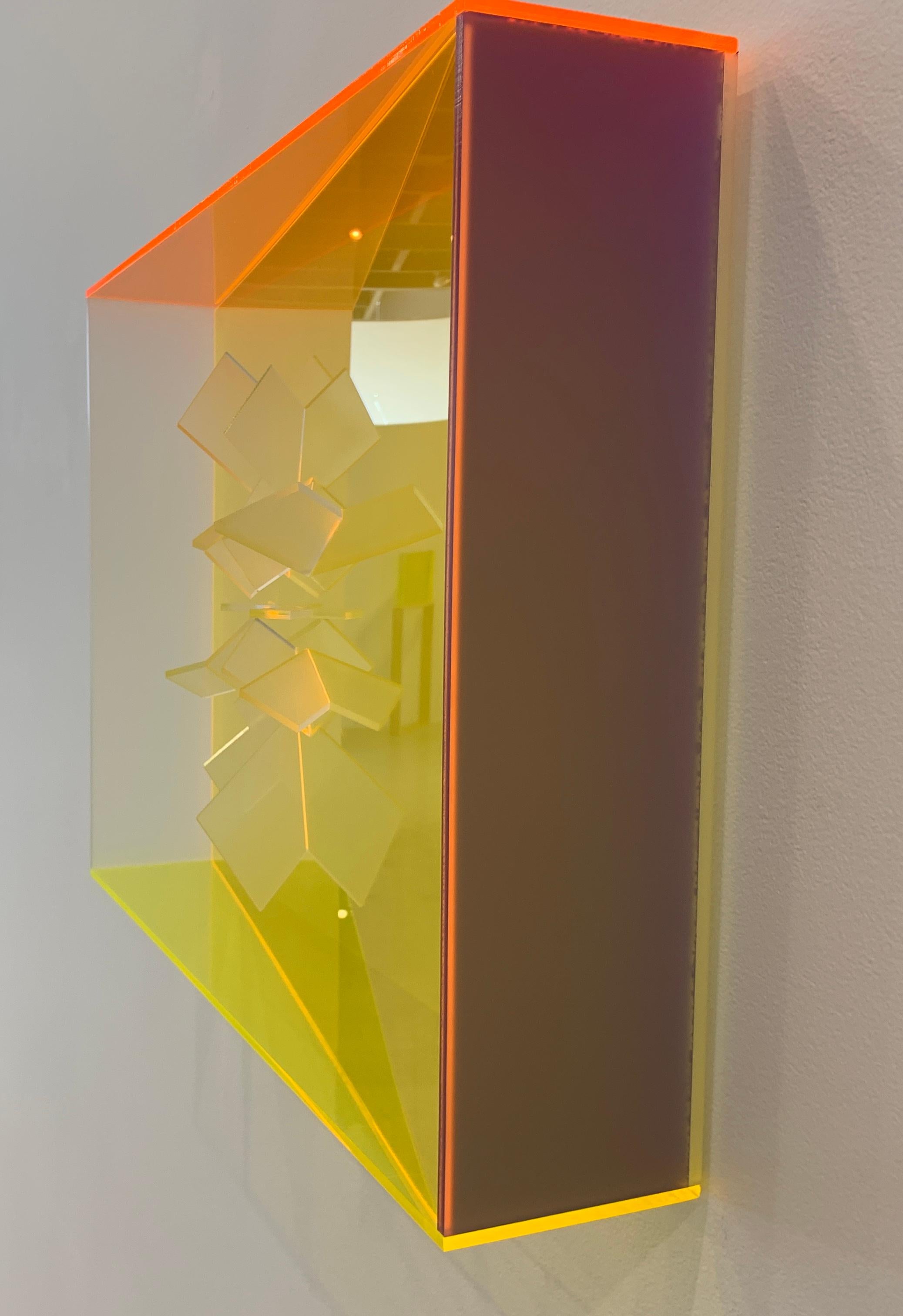 Bright acrylic glass wall sculpture -- yellow 