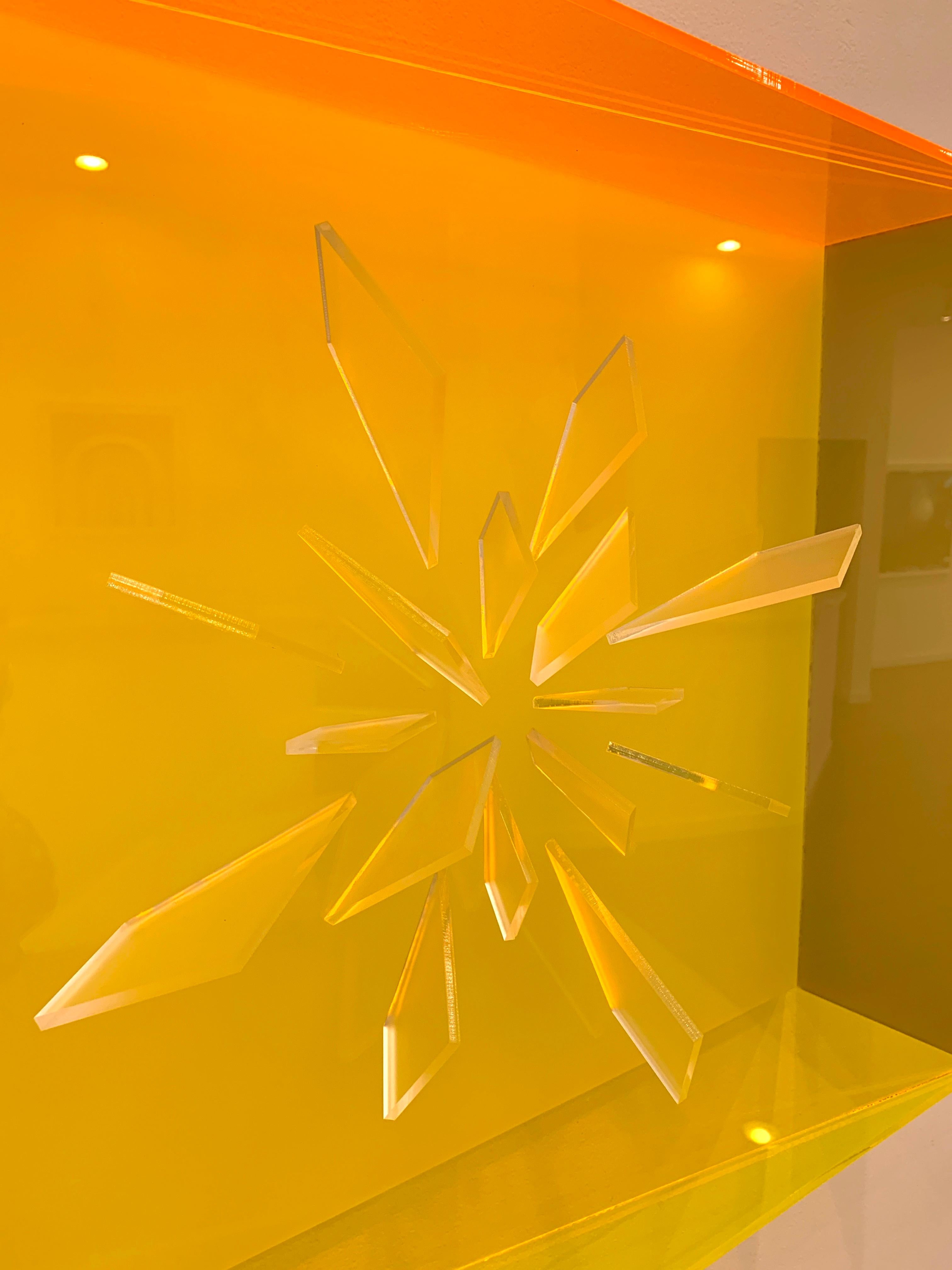 Bright acrylic glass wall sculpture -- yellow 