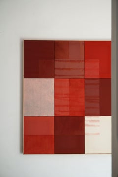 Opera d'arte astratta Composizione astratta neutra rossa di Blanca Nieto