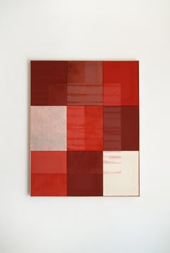 Opera d'arte astratta Composizione astratta neutra rossa di Blanca Nieto