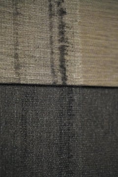 Blanca Nieto Geometric Minimalist Abstract Painting, Black and Beige Composition