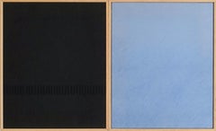 Blanca Nieto, Perseidi – Dittico minimalista in nero e blu su tessuto