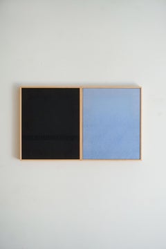 Blanca Nieto, Perseidi – Dittico minimalista in nero e blu su tessuto
