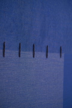 Minimal Geometric Abstract Composition in Blue and Neutrals by Blanca Nieto