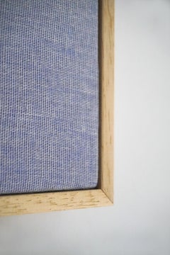 Minimal Geometric Abstract Composition in Blue and Neutrals by Blanca Nieto