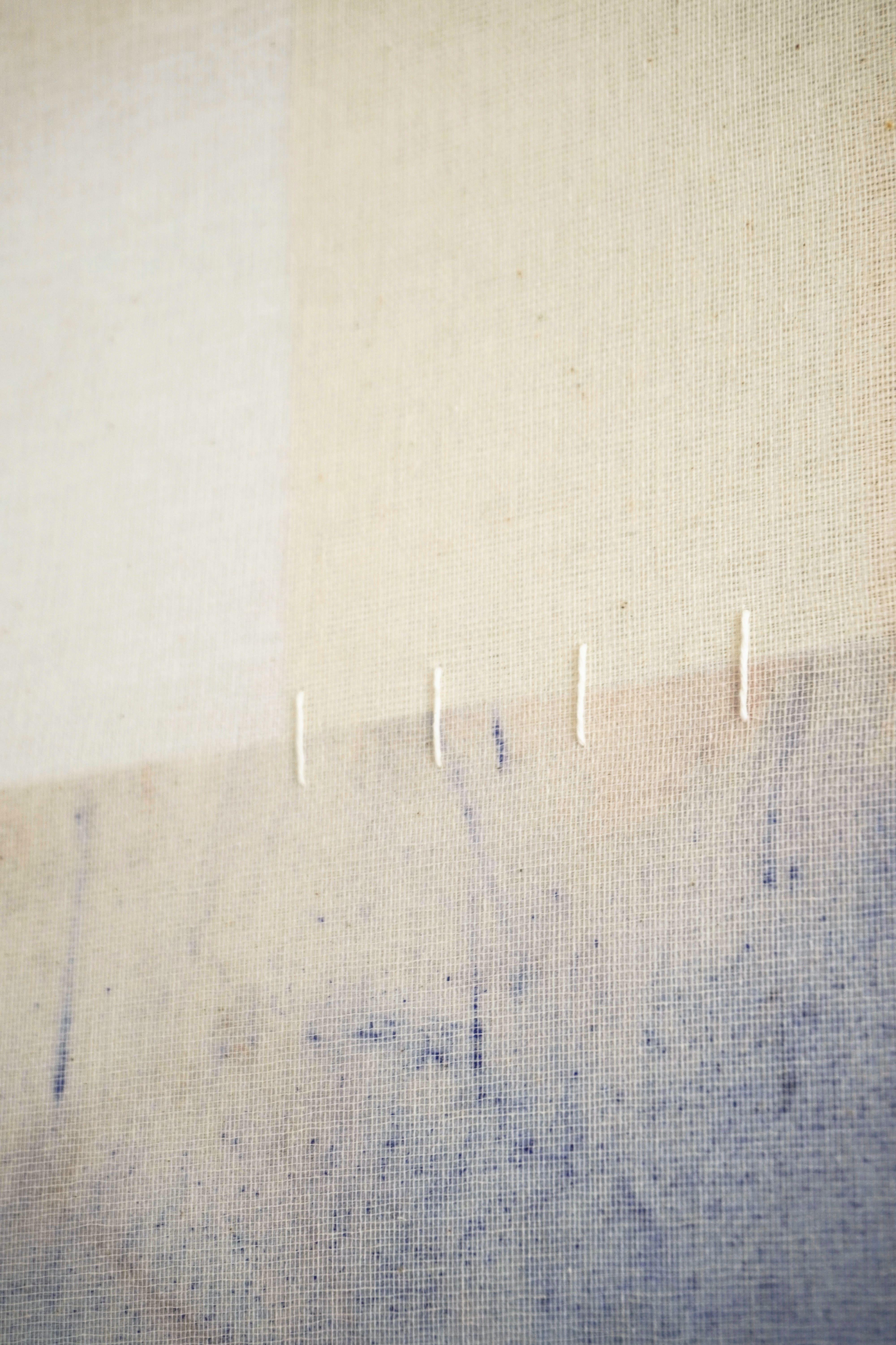 Minimal Geometric Abstract Composition in Blue and Neutrals by Blanca Nieto For Sale 2