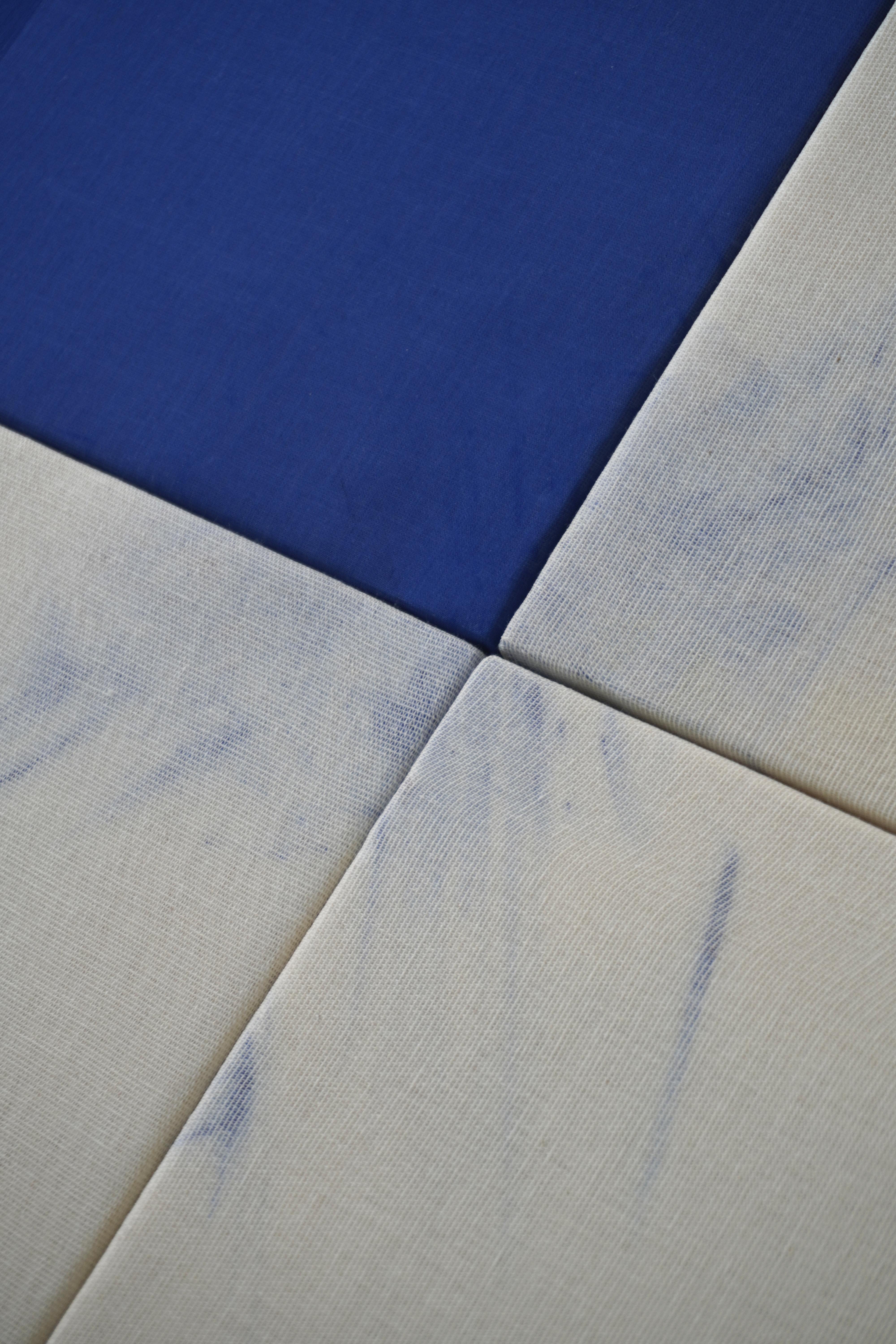 Minimal Geometric Abstract Composition in Blue and Neutrals by Blanca Nieto For Sale 3