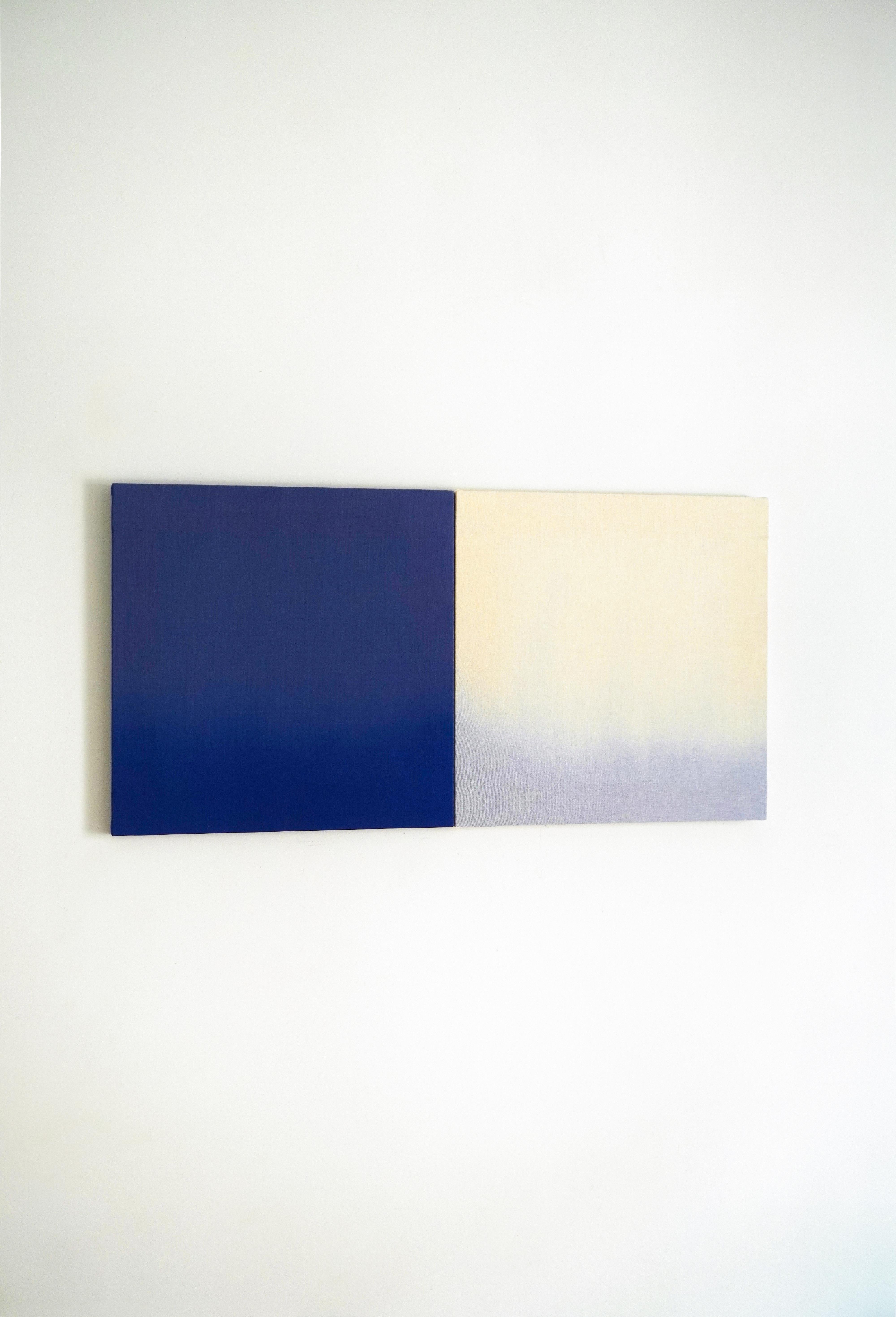 Minimale geometrische abstrakte Komposition in Blau und Neutraltönen von Blanca Nieto im Angebot 5