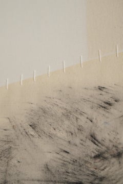 Minimal Geometric Abstract Mixed-Media Composition in Neutrals by Blanca Nieto