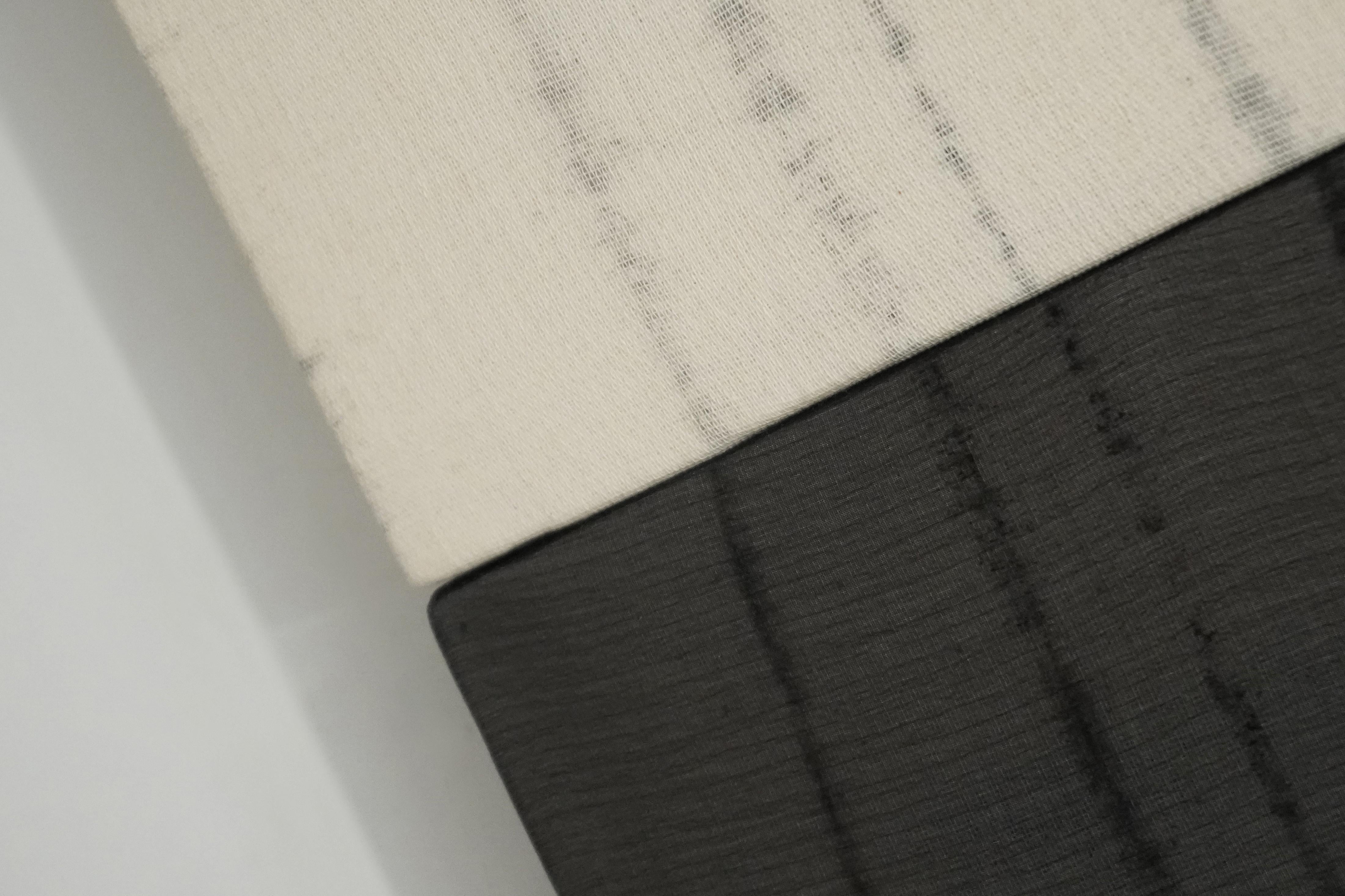 Minimal Geometric Abstract Mixed-Media Composition in Neutrals by Blanca Nieto For Sale 1