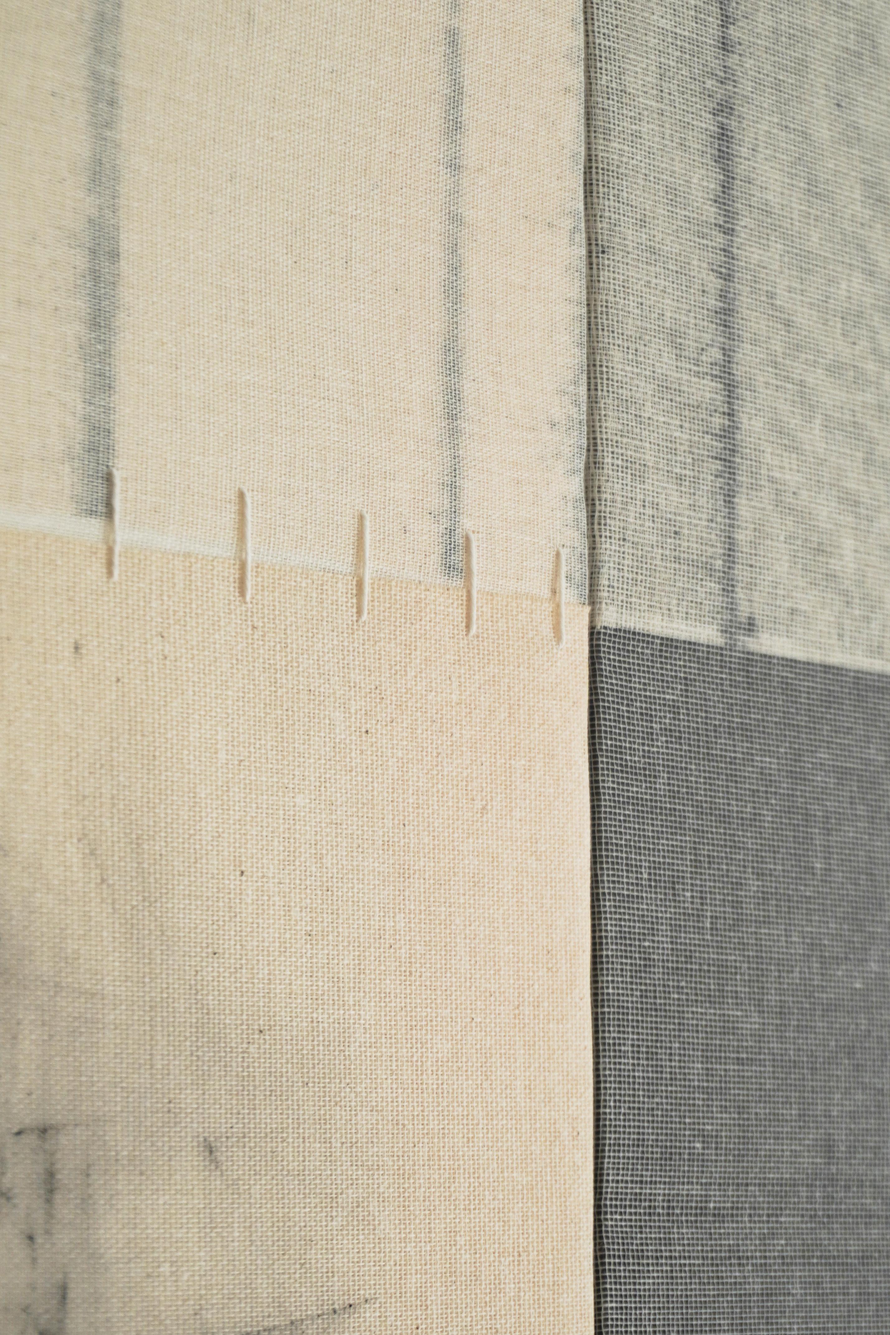 Minimal Geometric Abstract Mixed-Media Composition in Neutrals by Blanca Nieto For Sale 3