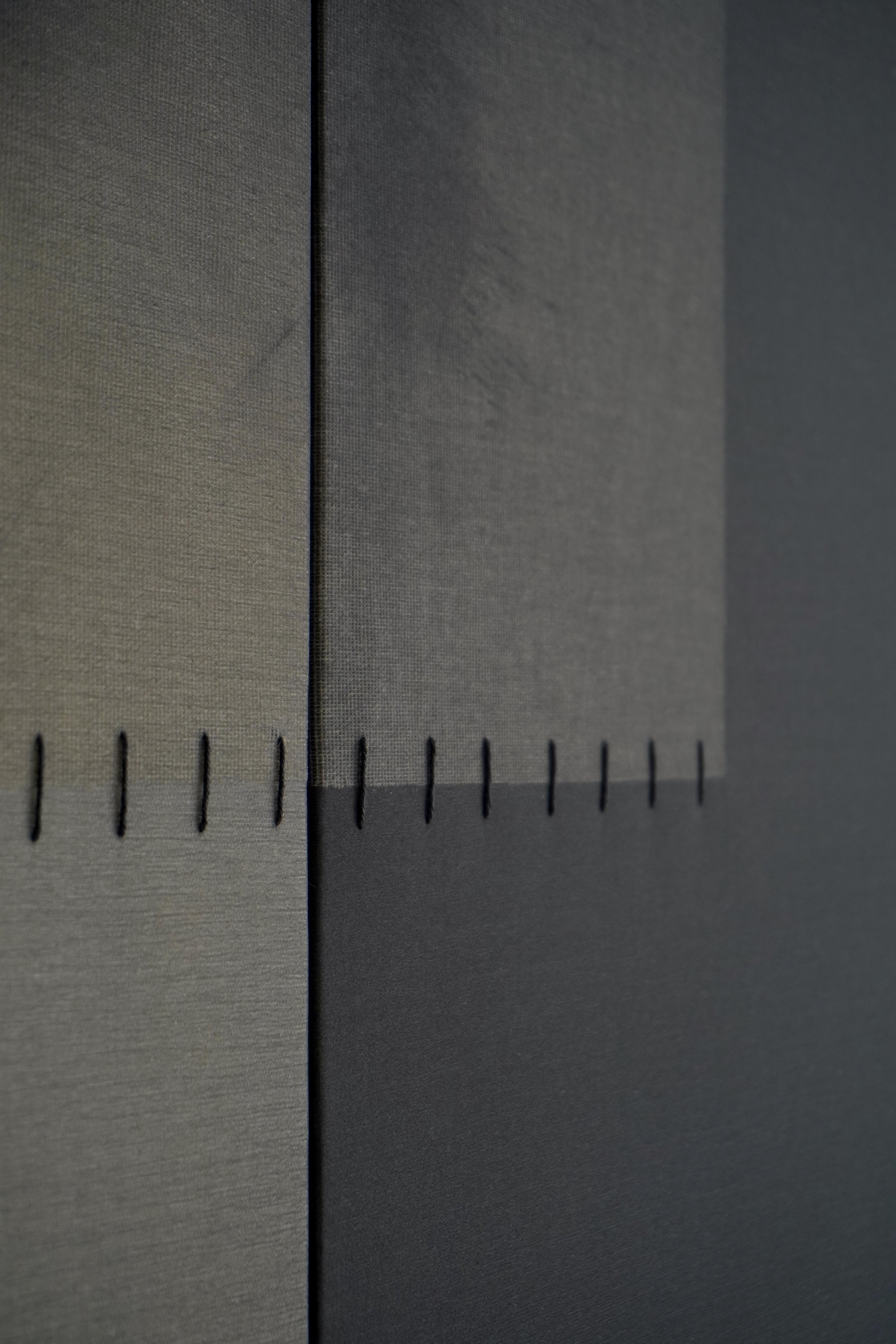 Minimal Geometric Abstract Mixed-Media Composition in Neutrals by Blanca Nieto For Sale 4