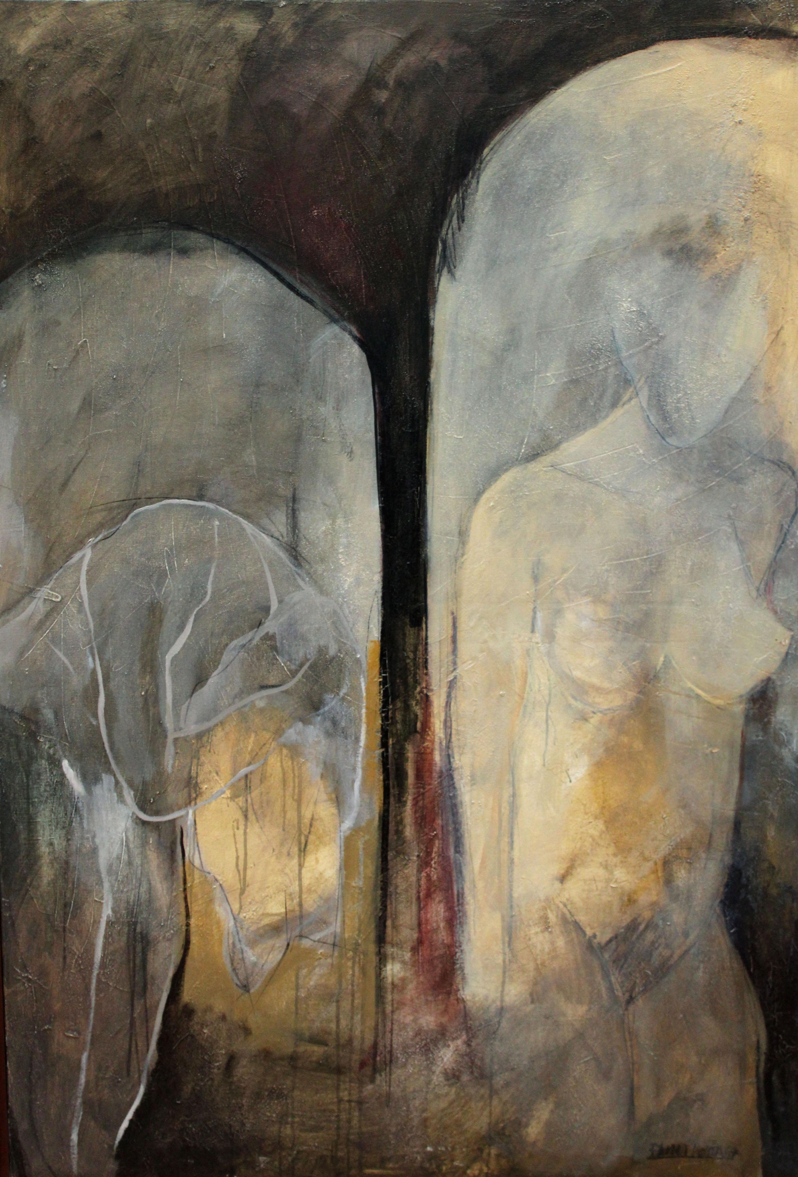 Blanca Vernis Domenech Figurative Painting - Entre la luz y la penumbra - Óleo sobre tela - 1987