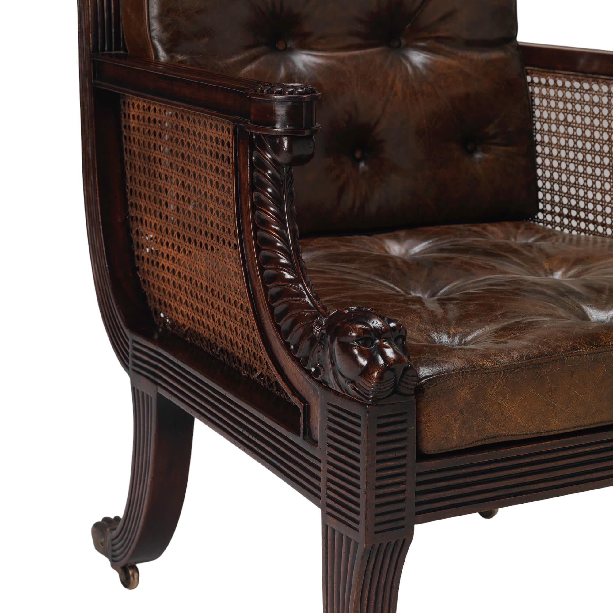 Polished Blanchard Bergere Klismos Library Chair For Sale