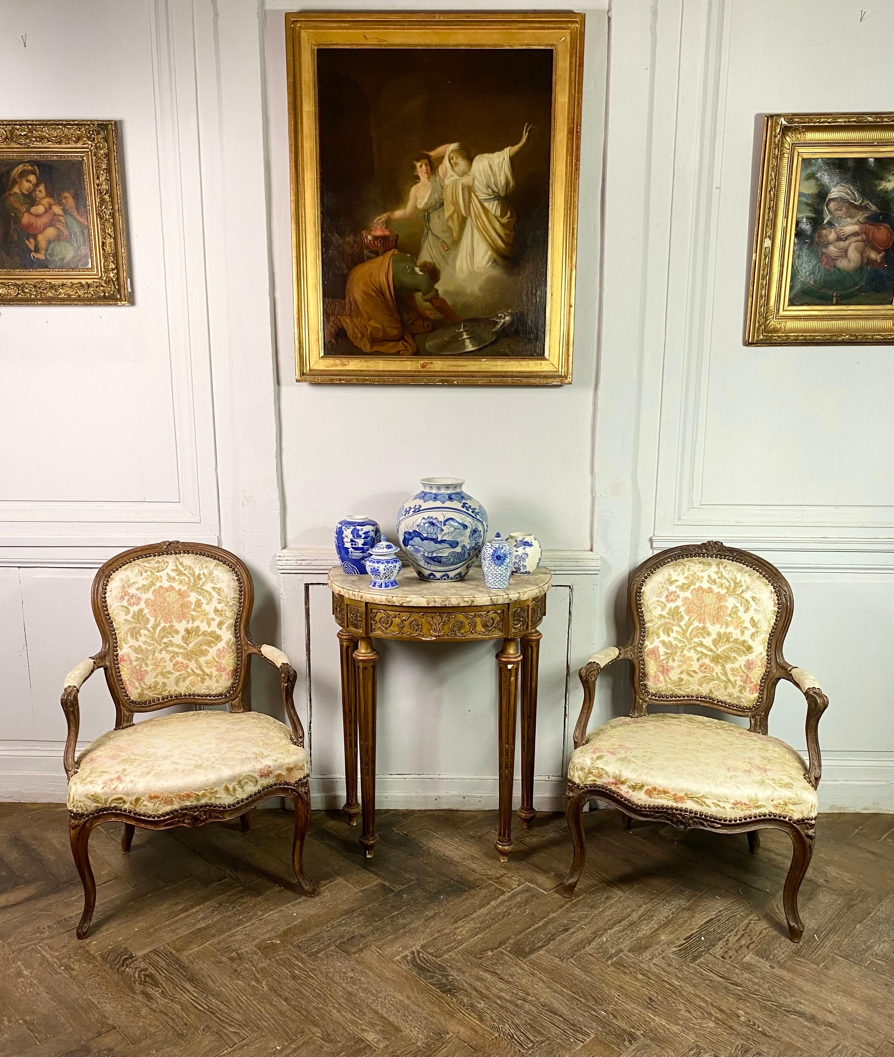 BLANCHARD - French Pair of Louis XV period Cabriolet Armchairs - Stamped - 18th For Sale 11